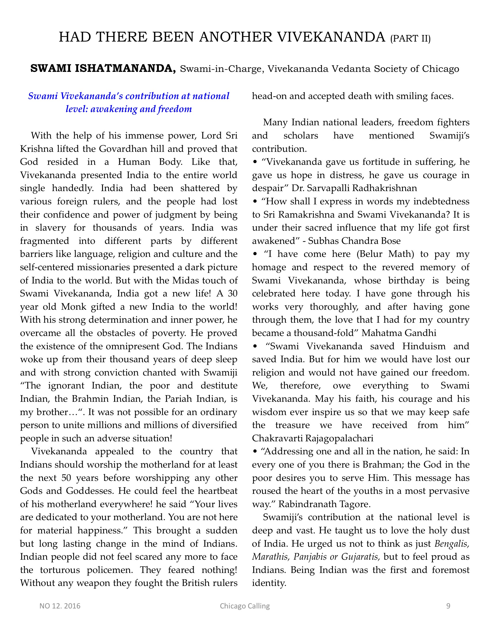Chicago Calling ezine