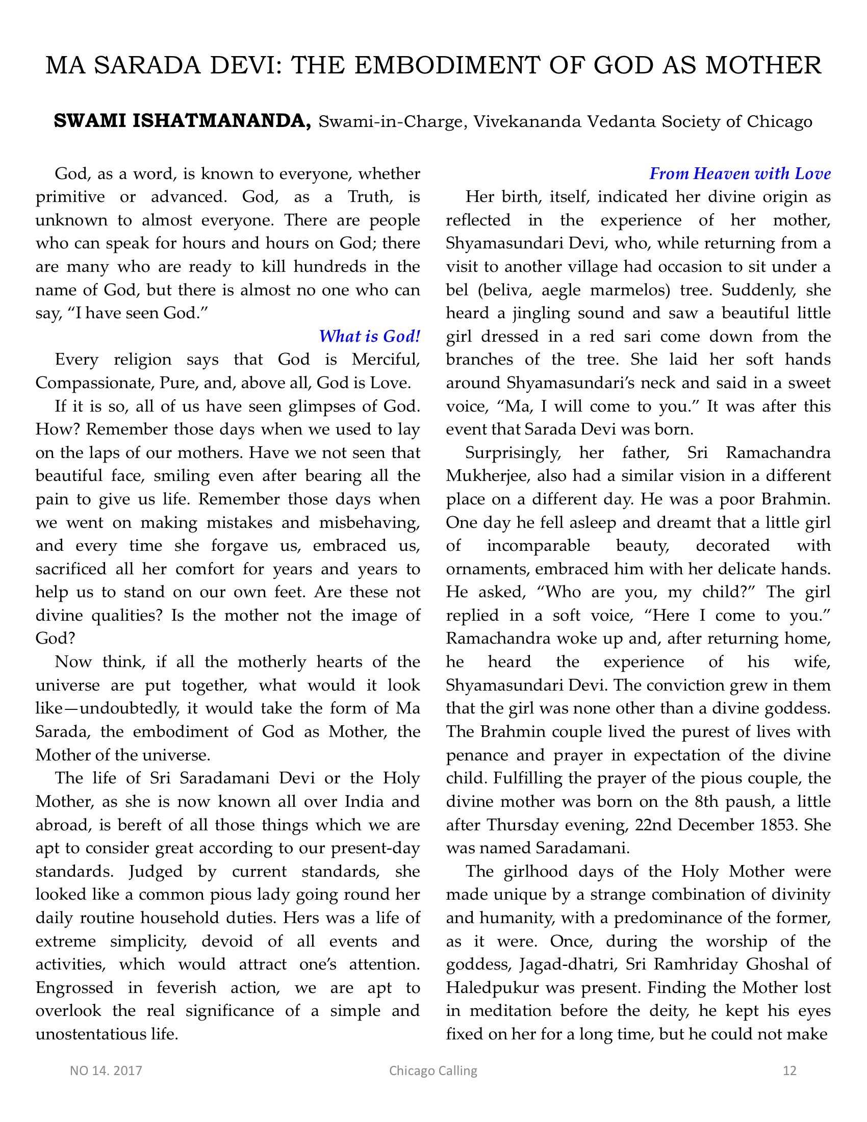 Chicago Calling ezine