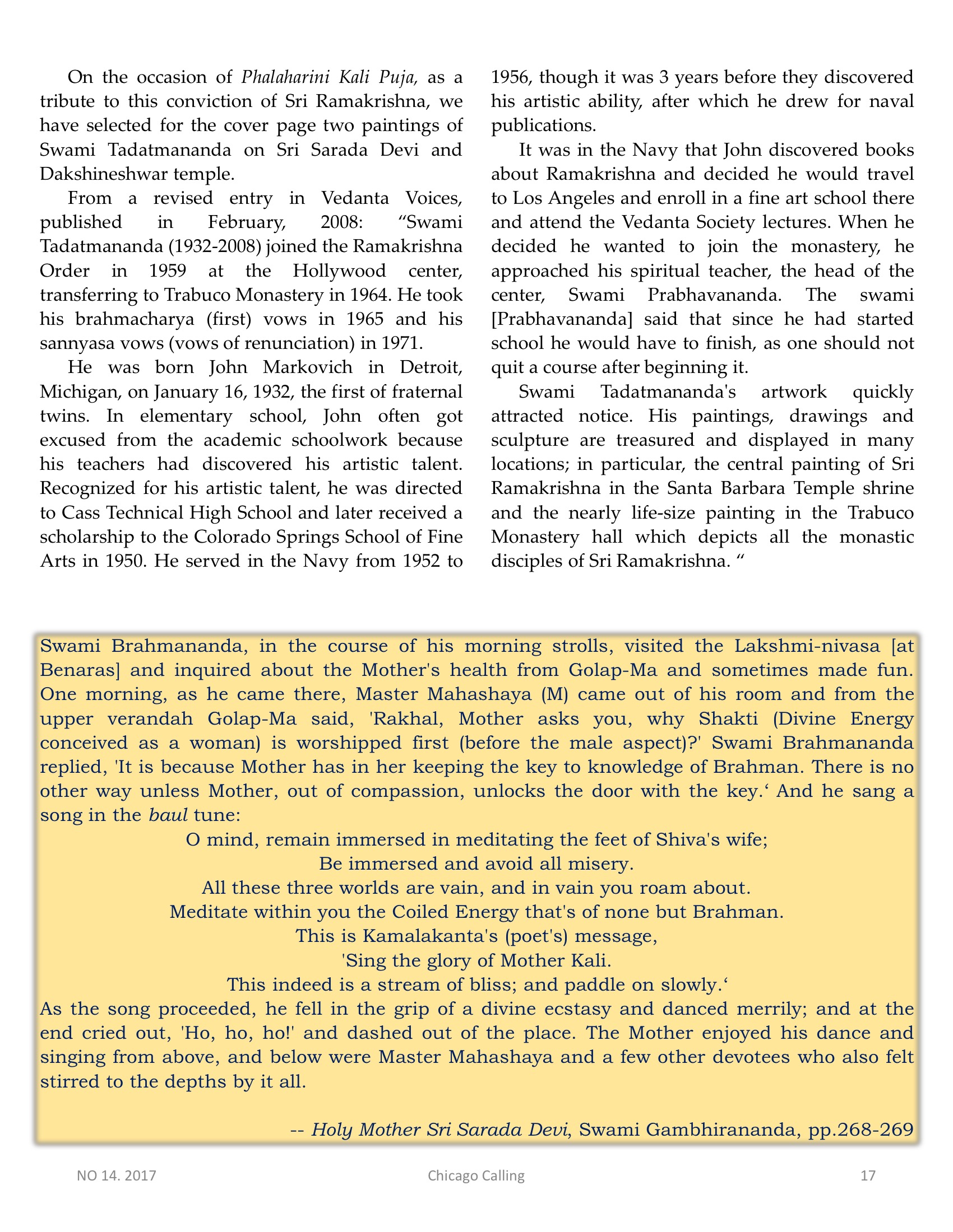 Chicago Calling ezine