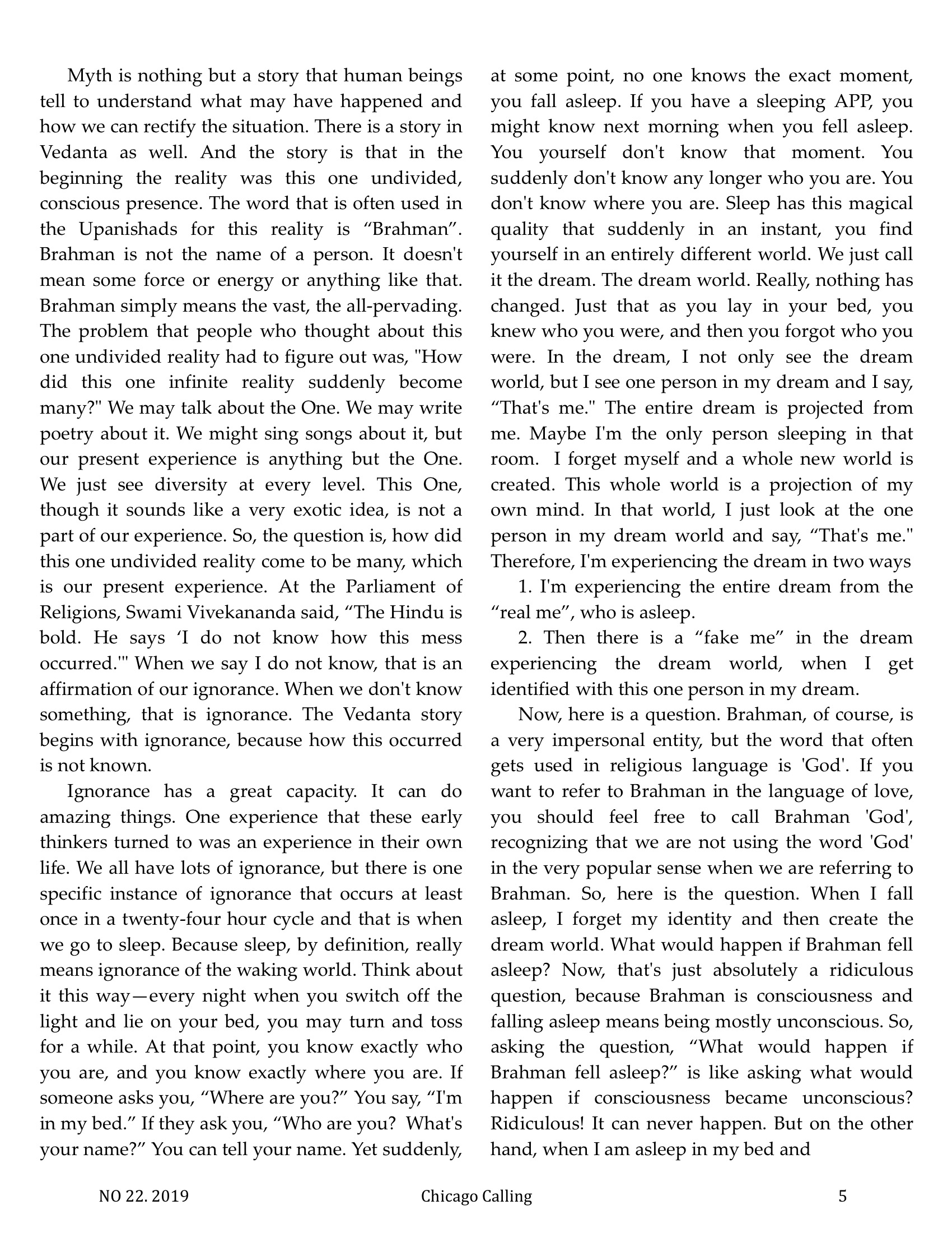 Chicago Calling ezine