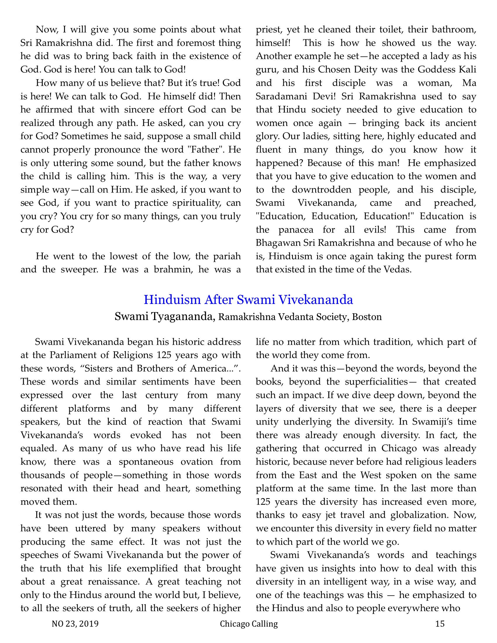 Chicago Calling ezine