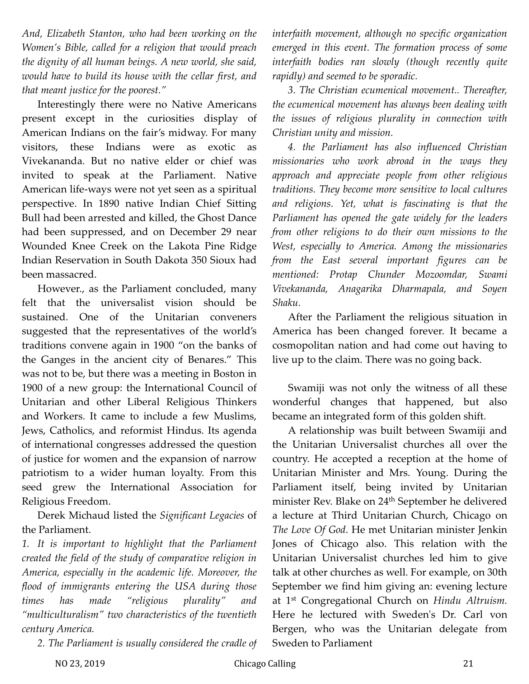 Chicago Calling ezine