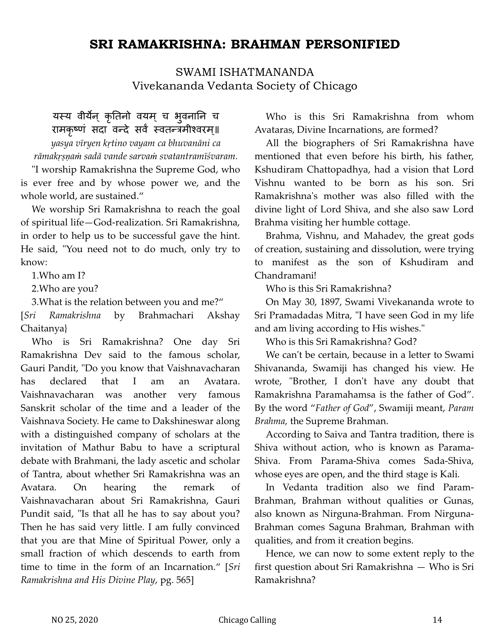 Chicago Calling ezine