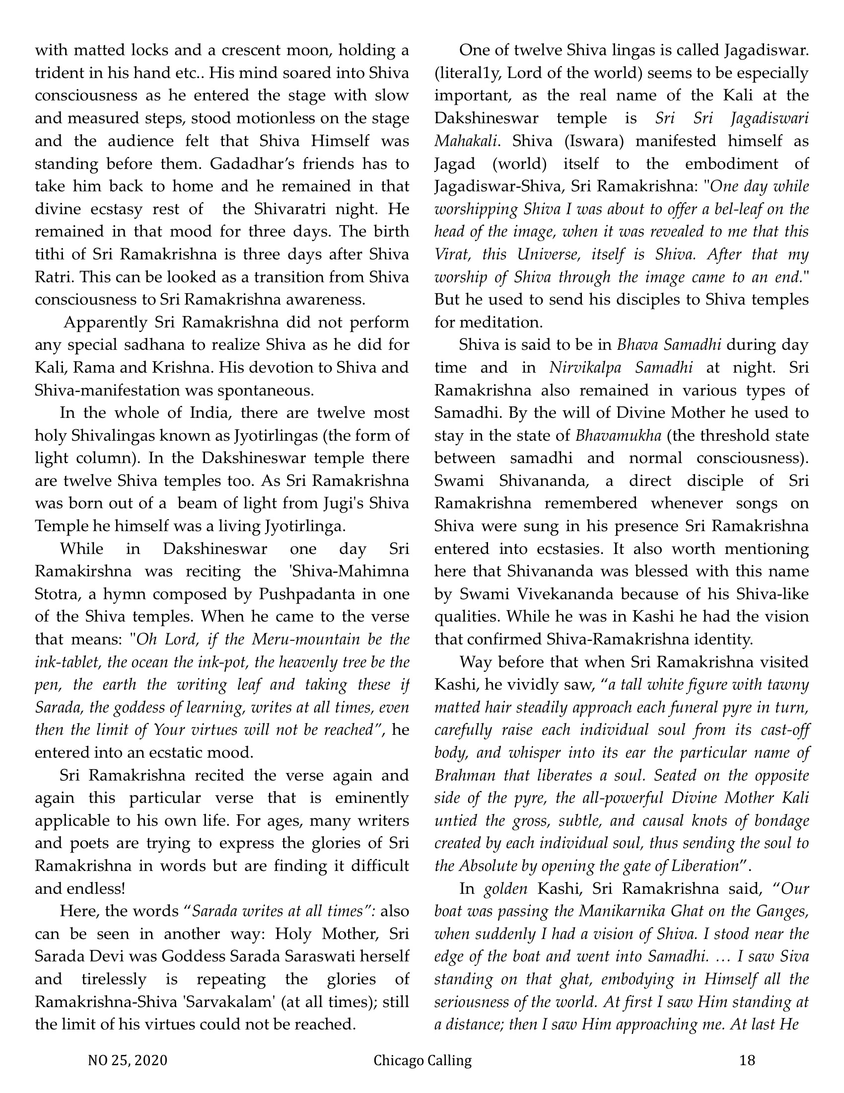 Chicago Calling ezine