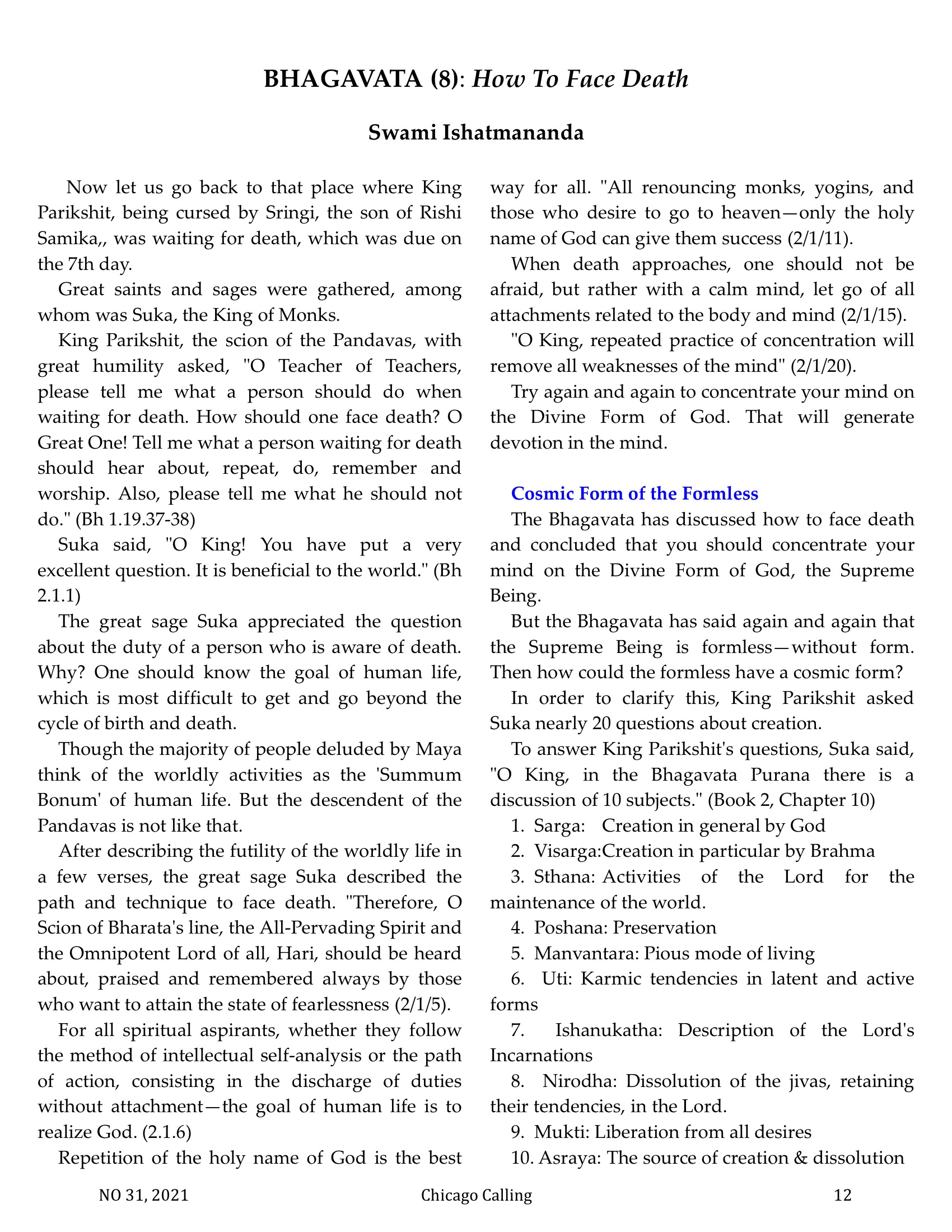 Chicago Calling ezine