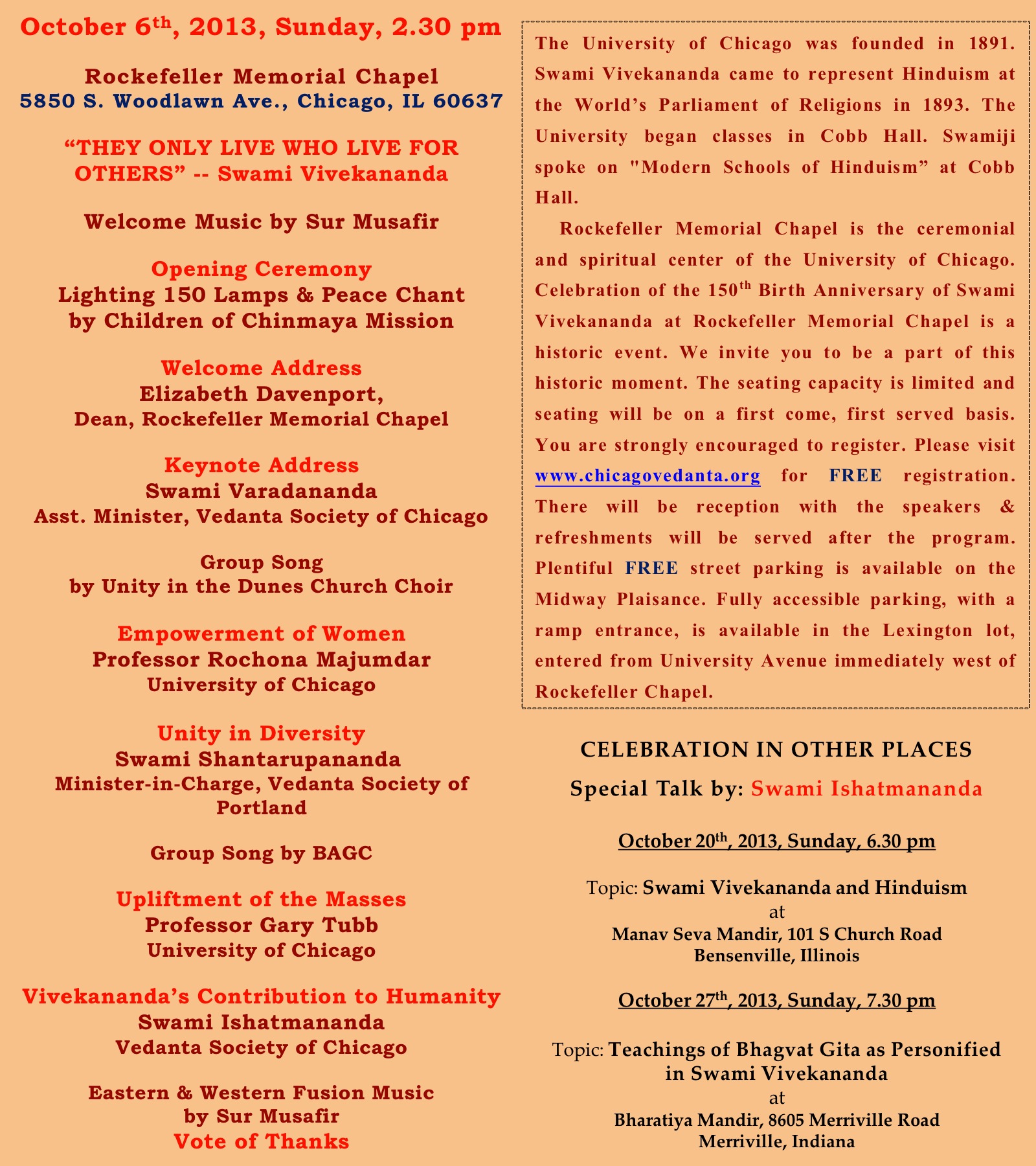 October Program Front